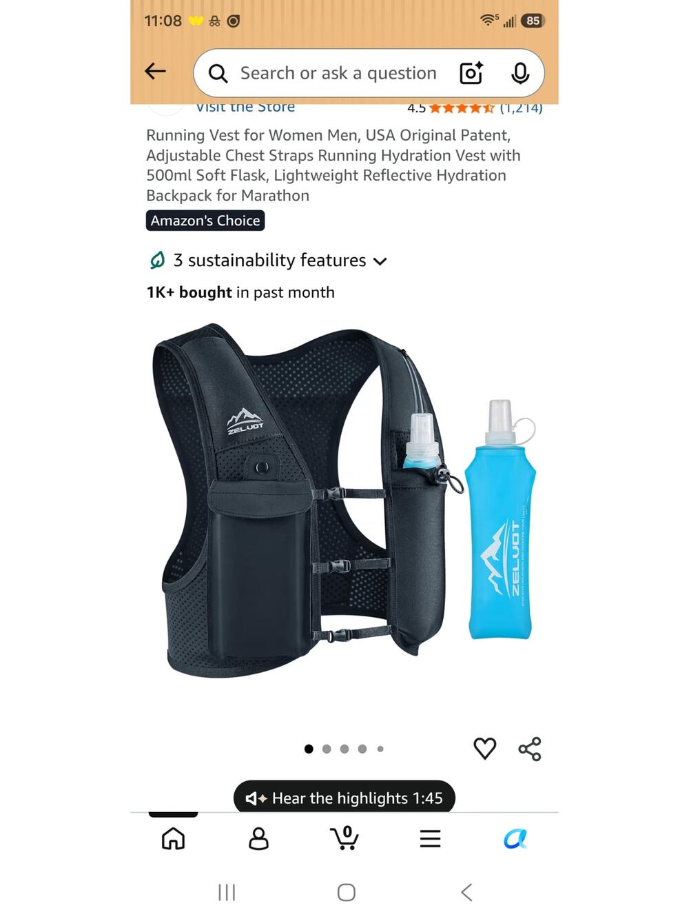 Running Vest for Women Men Adjustable Chest Strap Running Reflective Hydration